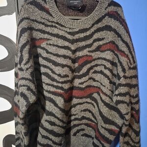 All Saints Men's Zebra Pattern Sweater - Black and Red